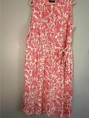 Lane Bryant Sz22/24 Sleeveless Pink Floral Wrap Dress